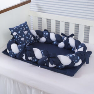 Redutor de Berço Portátil Tipo Ninho com Trança e Mosquiteiro Luxo – Conforto e Proteção