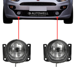 Par Farol Milha Neblina + Lâmpadas Nano Led Punto 2007 2008 2009 2010 2011 2012 2013 2014 2015 2016 2017 Lente Vidro