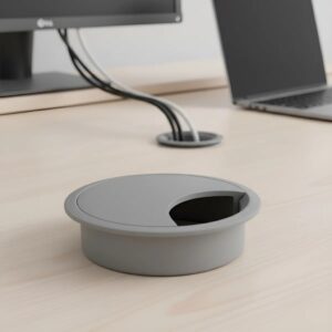 Passa Fio 60mm para Móveis – Mesa, Armário e Bancada, Organiza Cabos de TV/PC, Rack, Estante, Painel