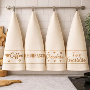 Kit 5 e 3 Panos de Copa Algodão Felpudo Jacquard Alta Absorção para Cozinha Uso Diário Limpeza Doméstica