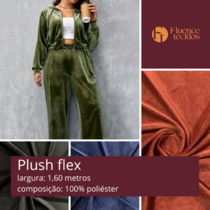 Tecido PLUSH FLEX 1m x 1,60m ideal para pijamas conjuntos e roupas de inverno