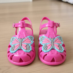 Sandália infantil Feminina Borboleta Glitter Colorida Papete Menina Leve e Confortável
