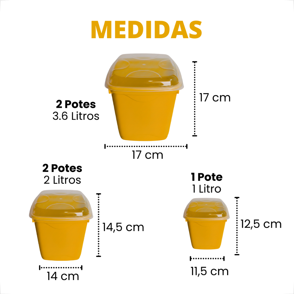 Kit Potes Plástico 5 Unidades Organizador Porta Mantimentos Comida Arroz Tempero Feijão Arroz Sal