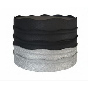 Bolo Fake Preto com Prata festa na mesa Ruflado 15×10 cm