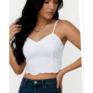 cropped bordado floral, alça fina, lastex, feminino, verão, elegante, básico