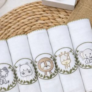 Pacote Fraldas de Pano Bordada Luxo | Meninos e Meninas | Fralda Pano Bordada de Bebê | 100% Algodão