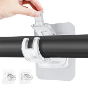 2/4/8pcs Suporte De Haste De Cortina Autoadesivo Ganchos Clipes De Parede Ajustáveis Para Parede