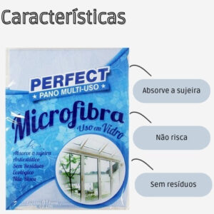 Kit 3 Pano Limpa Vidro Tela Multiuso Microfibra 40 x 40cm Perfect Pro