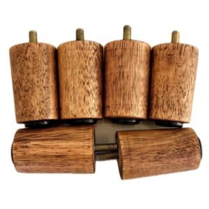 Kit Pés de madeira 6,5cm para cama box e sofás (cor Cinamomo)C/sapata fixa p/cama solteiro casal Queen King e Super King