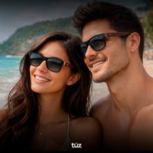 Óculos De Sol Escuro Roots Polarizado Madeira Bambu Quadrado + Case