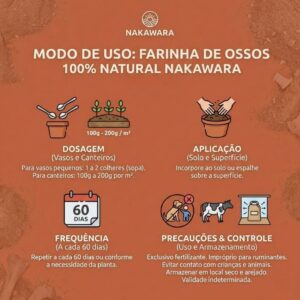 Farinha de Osso 100% Natural Fertilizante Mineral Adubo Plantas Flores Frutos Horta Jardim Orquideas