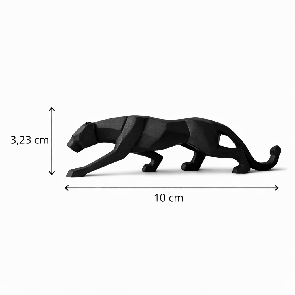 Escultura Pantera Negra Mini Geométrica Luxo Decoração Sala Escritório Quarto Estatueta Compacta