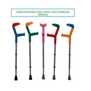 Muleta Canadense Infantil Colorida Par Dilepé DB-216 Regulável 8 Alturas Anvisa
