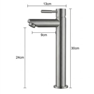 Torneira Banheiro Bancada Bica Alta Luxo Aço Escovado Premium Fosco Inox Metal Aço Escovado Fria