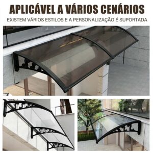 Toldo Policarbonato Modular 60×120 Proteção Contra Chuva Transparente branco