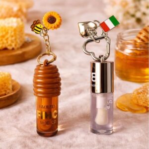 Lip Gloss Labial 2 Unidades Hidratante Brilho Sabores Morango Chocolate Mel com Chaveiro