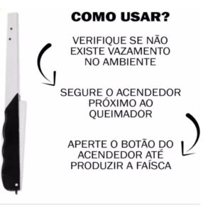 Acendedor de Fogão Linha Premium Multi Disparos 22 cm Kit Para Cozinha e Restaurantes