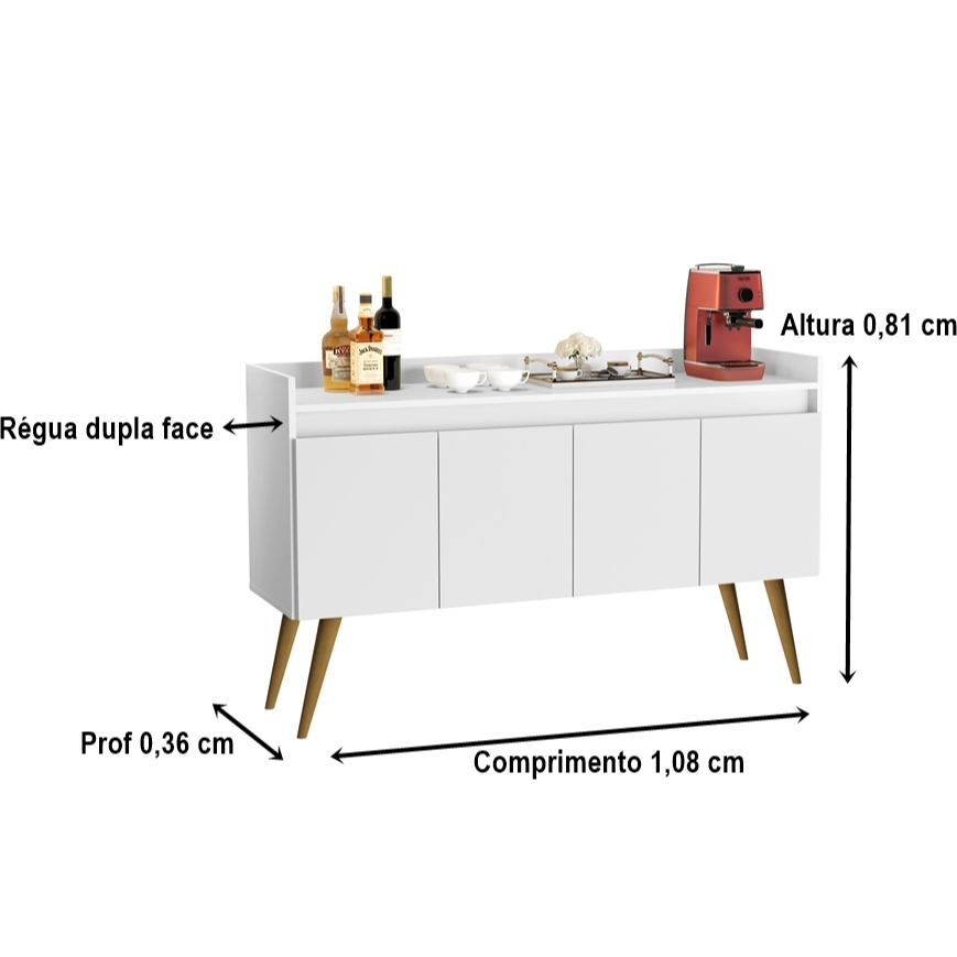 Aparador Buffet Sala 2, 3, 4 Portas Hall de Entrada Luxo Prime - MJM Casa dos Móveis