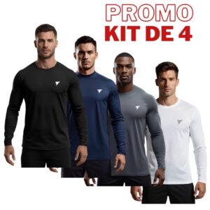 4 camisa termica masculina Manga Longa UV 50+ Malha Fria DryFit Masculina Academia