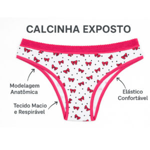 Kit 5 ou 3 Calcinhas Elástico Exposto Conforto Extremo Algodão Sem Marcar no Corpo