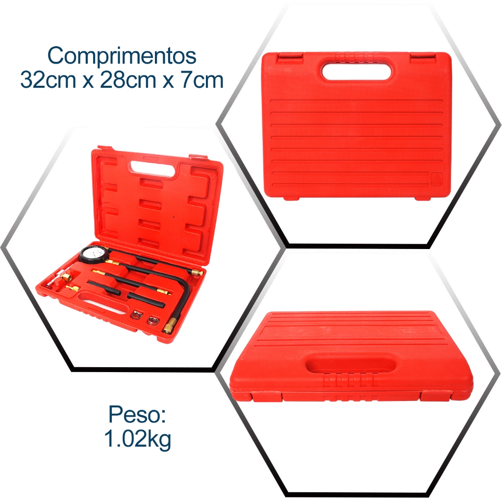 Kit Teste Pressão Combustível Manômetro Bomba Injeção Carro Moto Diagnóstico Automotivo Ferramenta 11 Peças JOYFOX