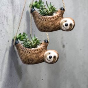 Vaso cachepot Bicho preguiça kit com 2 peças (cerâmica)!não acompanha flores!