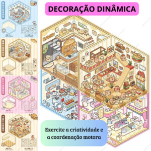 1 ou 2 ou 3 ou 4 Livro Adesivo 3D Cenário + Pinça Atividade Educativa e Relaxante Paisagismo Capivara Cozy Room