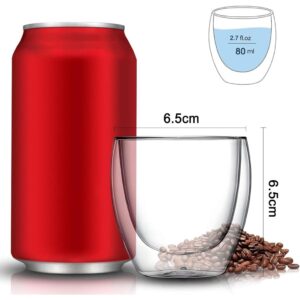 Conjunto com 6 Xícaras de 80ml Vidropara Café de Parede Dupla, Feito de Vidro Borossilicato – Presente Elegante