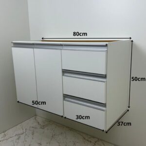 Gabinete 80cm Balcão Banheiro Parma Sem Tampo e Cuba – 100% MDF – Para Granito – MONTADO