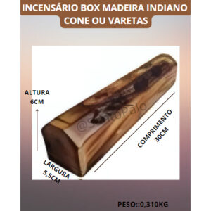 Porta Incenso Box indiano Mad Artes. Decoração vareta /cone c/gavetinha p/ guardar incenso + BRINDES