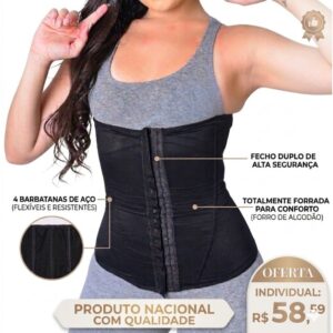 Cinta Modeladora de Compressão com 4 Barbatanas – Forrada em Coton (Conforto do PP ao 54)