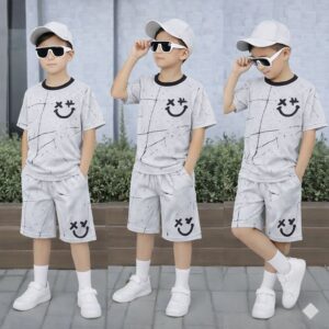 Conjunto Infantil Masculino Verão Camiseta + Bermuda Dry Fit Roupas Menino 4 ao 12 Anos Estiloso