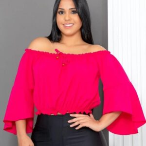 Cropped Feminino Ciganinha Ombro a Ombro Soltinha Meia Manga Sem Bojo