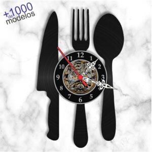 Relógio Parede Cozinha Garfo Faca Colher Vinil Lp Decoração