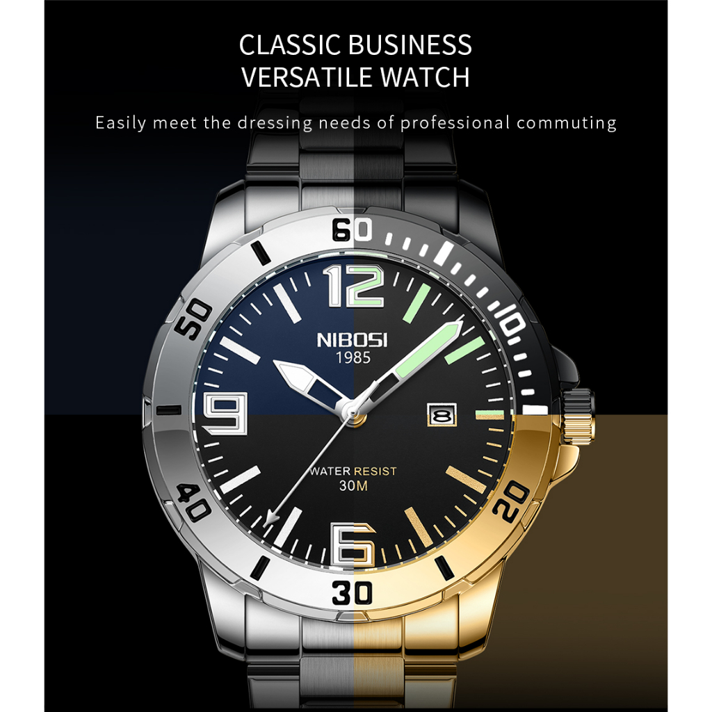 Relógio Masculino De Quartzo Luminoso Simples À Prova D'água Da Marca NIBOSI