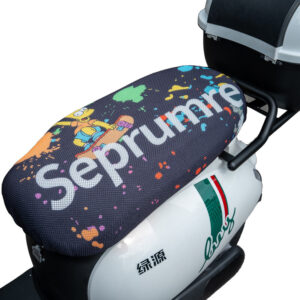 New Cartoon 3D Motocicleta Seat Cover Waterproof Sunscreen Scooter Isolamento Térmico Nylon Elastic Mesh Mat Motocicleta