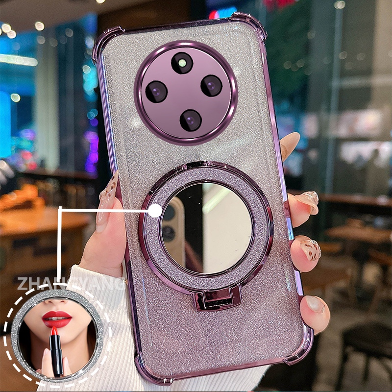 Capa Para Redmi 14C Quatro Cantos flash anti Queda Caso De Telefone Estético Retoque Espelho Novo design Suporte Mão TPU
