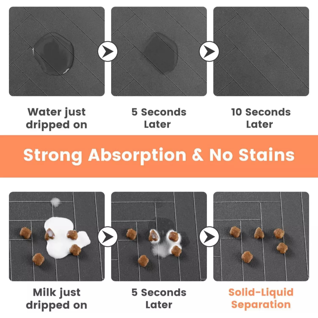 Tapete De Alimentação Para Animais De Estimação-Jogo Americano Absorvente Comida E Tigela De Água À Prova D'água