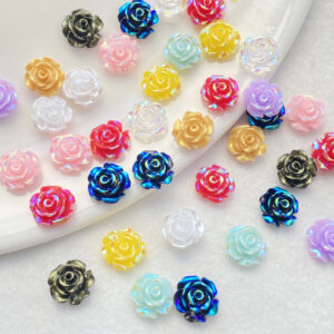 50 Peças 10mm Resina Fofa mini Flores Coloridas Brilhantes Diamantes Gema scrapbook Decoração De Casamento Artesanal Ace