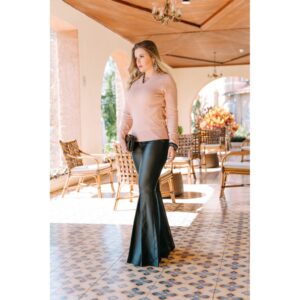 Blusa Básica tricot decote V elastano Moda Feminina Inverno Linha