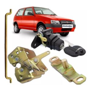 Kit Fechadura Cilindro Batente Porta Mala Uno Mille 1995 A 2004