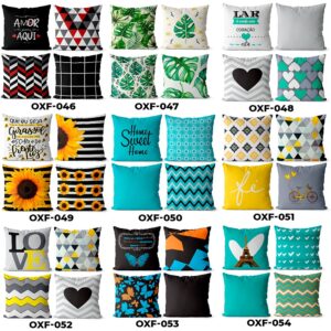 Kit 4 capas de almofadas decorativas 35×35 – Oxford frente e verso