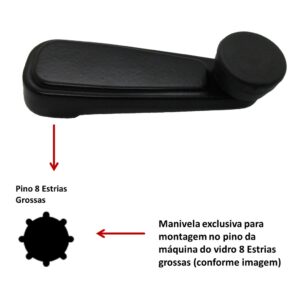 Par Manivelas do vidro Kadett e Ipanema 89-98 Preta (Metal)