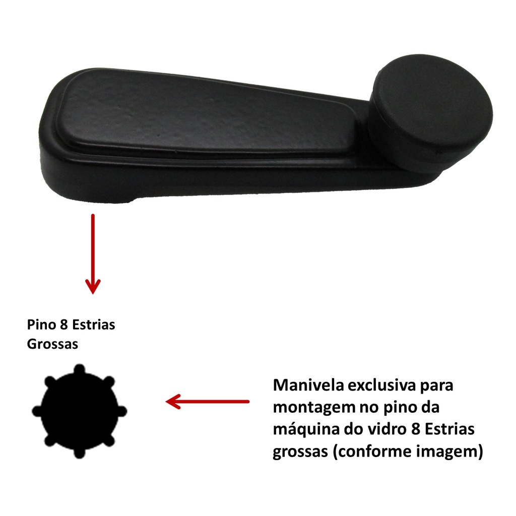 Par Manivelas do vidro Kadett e Ipanema 89-98 Preta (Metal)