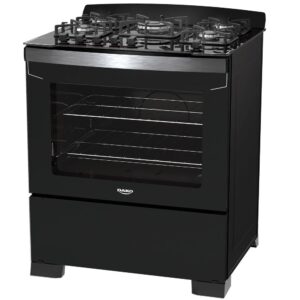 Fogão 5 Bocas Preto com Tripla Chama Dako Diplomata Mesa de Vidro