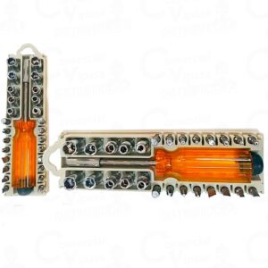 Kit Chaves Jogo Ferramentas Soquete Bits 28 Peças Com Estojo Uso Geral Aço Cromado – Vanádio