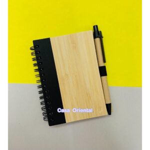 Caderno Em Bambu Com Pauta e Caneta 70 Folhas 8,6cmx12,7cm HA85341