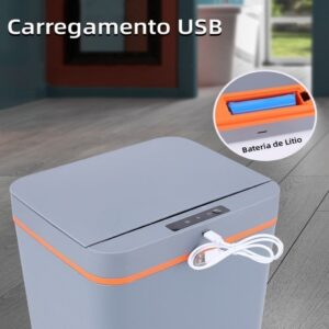 Lixeira Inteligente Automática Compacta – Tecnologia Sensor Touch, Recarga USB, Perfeita para Banheiro e Cozinha!
