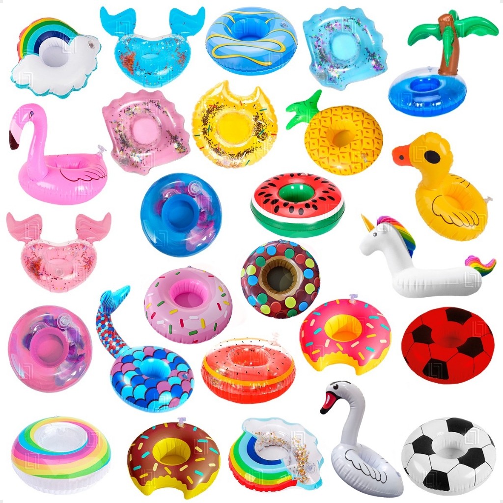 Kits5/10/15/20Porta Copos Boia Inflavel Piscina Varios Formatos Lata Brinquedos para Piscina Diversos Modelos