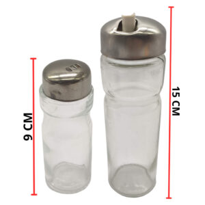 Galheteiro 4 Peças Saleiro Azeiteiro Porta Vinagre Paliteiro Pimenta Inox Vidro Com Suporte